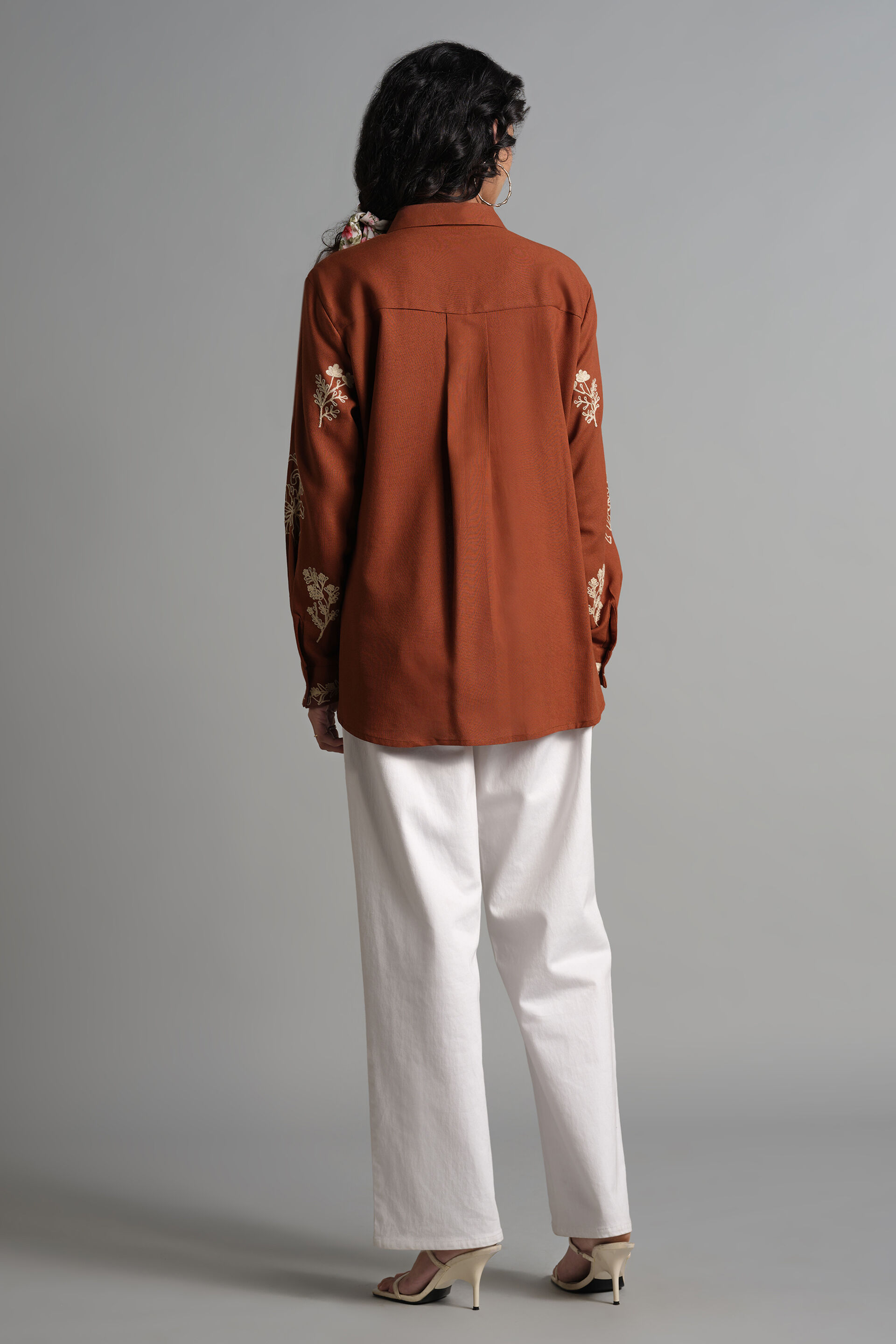 Floral Terracotta Shirt, Brown, image 5